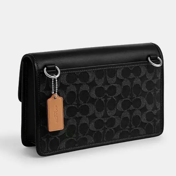 Coach Turner Smooth Calf Leather & Signature Black Denim Bag Gift Box   Nwt ❤️ - Picture 7 of 10